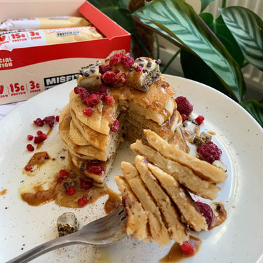 White Choc Cookie Butter Vegan Protein Pancakes